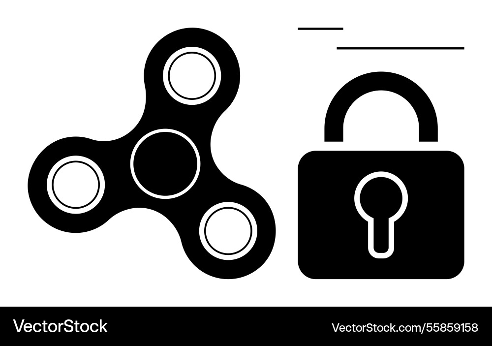 Fidget spinner and padlock representing Fidget spinner and padlock representing vector image