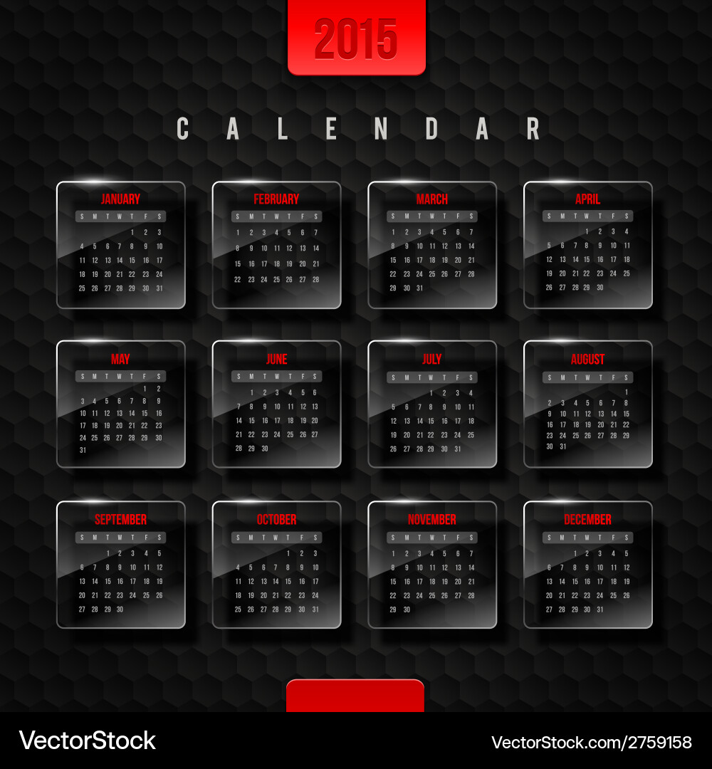 Glass Calendar 2015 - Hexagon Theme Vector Image