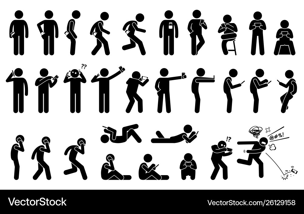 Man Using Smartphone - Stick Figures vector image