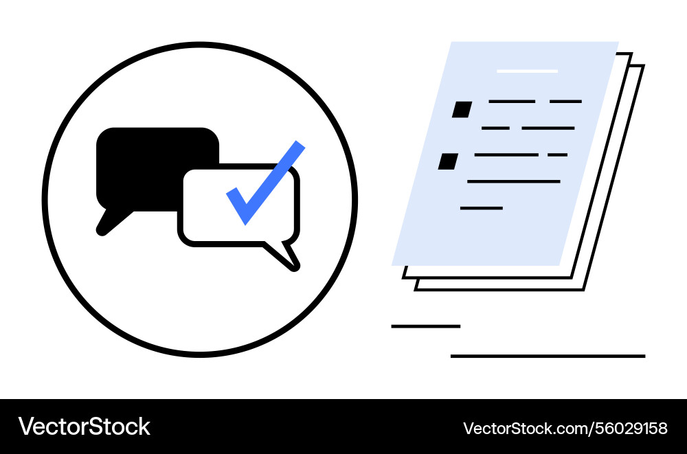Messaging and checklist concept with speech Messaging and checklist concept with speech vector image