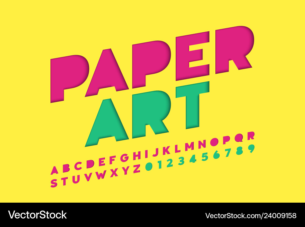 Paper cut font Paper cut font vector image