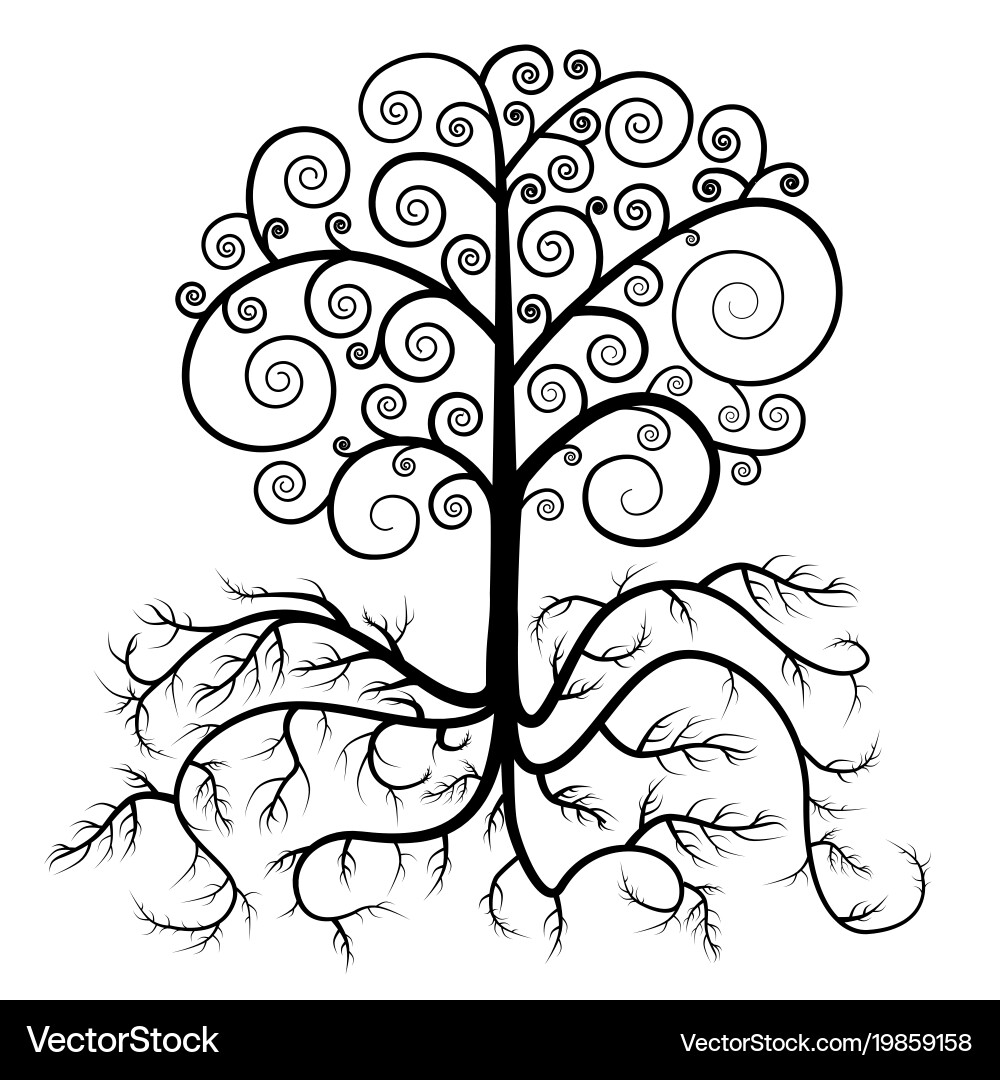 Rooted Tree Silhouette vector image