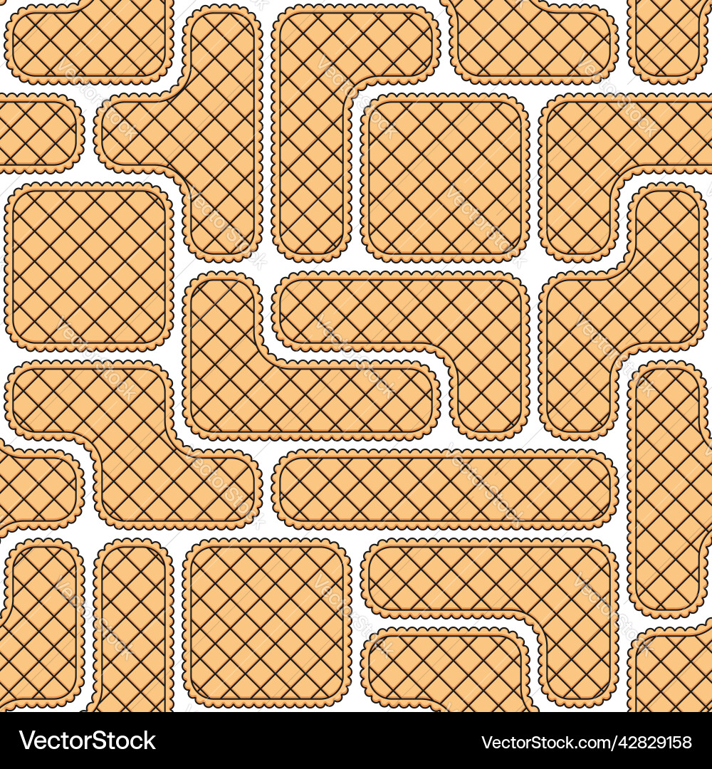 Seamless pattern with puzzles of cookies wafer vector image