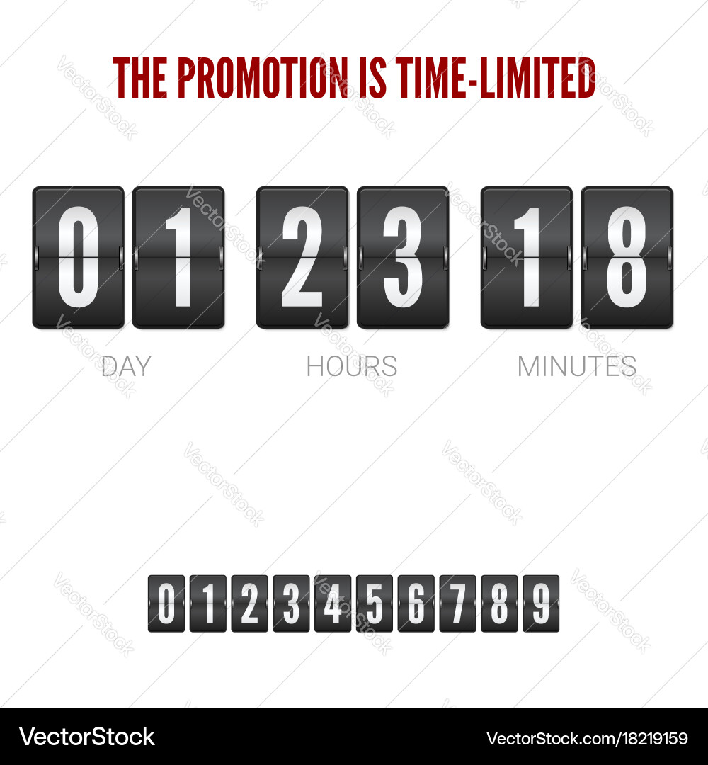 Analog ounter remaining time flip clock timer vector image