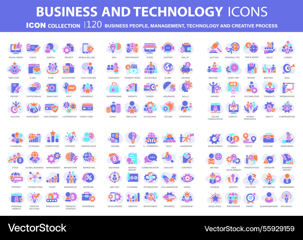 Business people management and technology icons Business people management and technology icons vector image
