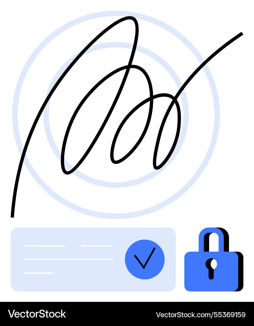 Digital signature with security lock for secure Digital signature with security lock for secure vector image
