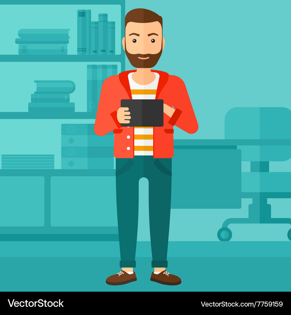 Man using tablet computer Vector Image