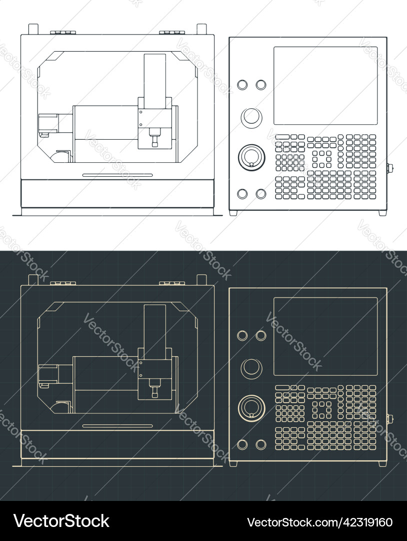 Desktop cnc router machine blueprints Desktop cnc router machine blueprints vector image