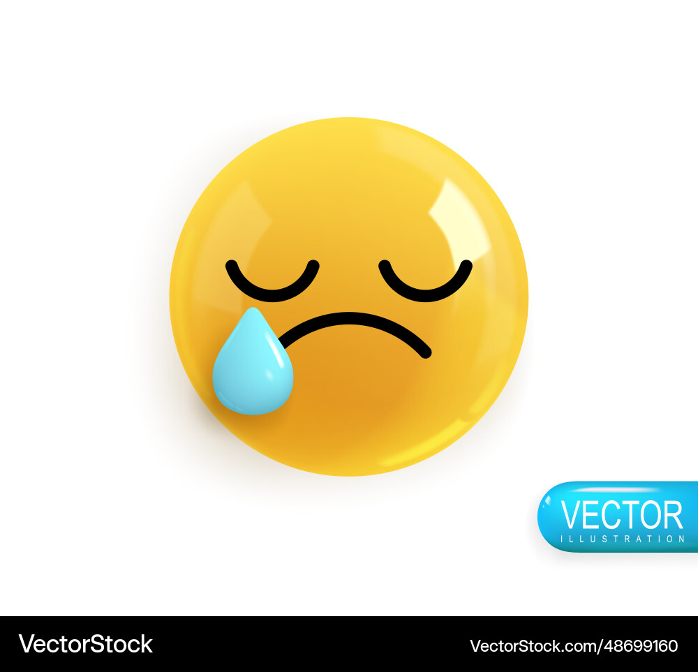 Emoji face upset crying realistic 3d design vector image