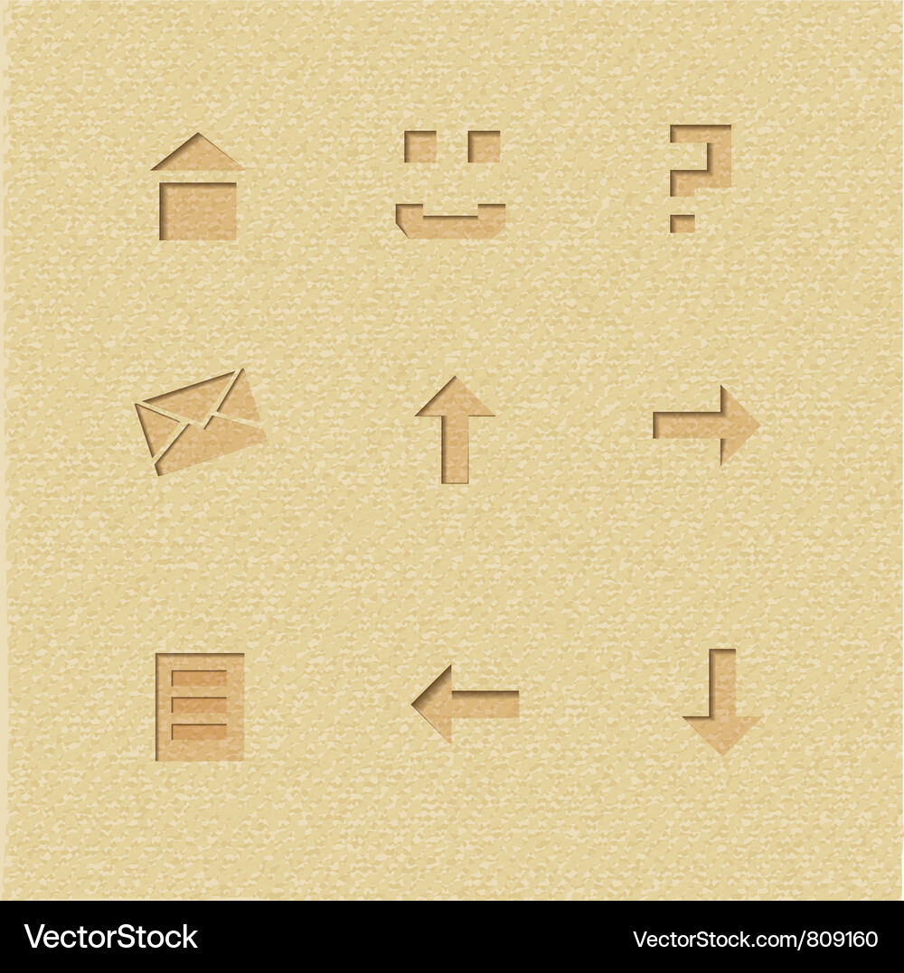 Set of interface icons on cardboard background Vector Image