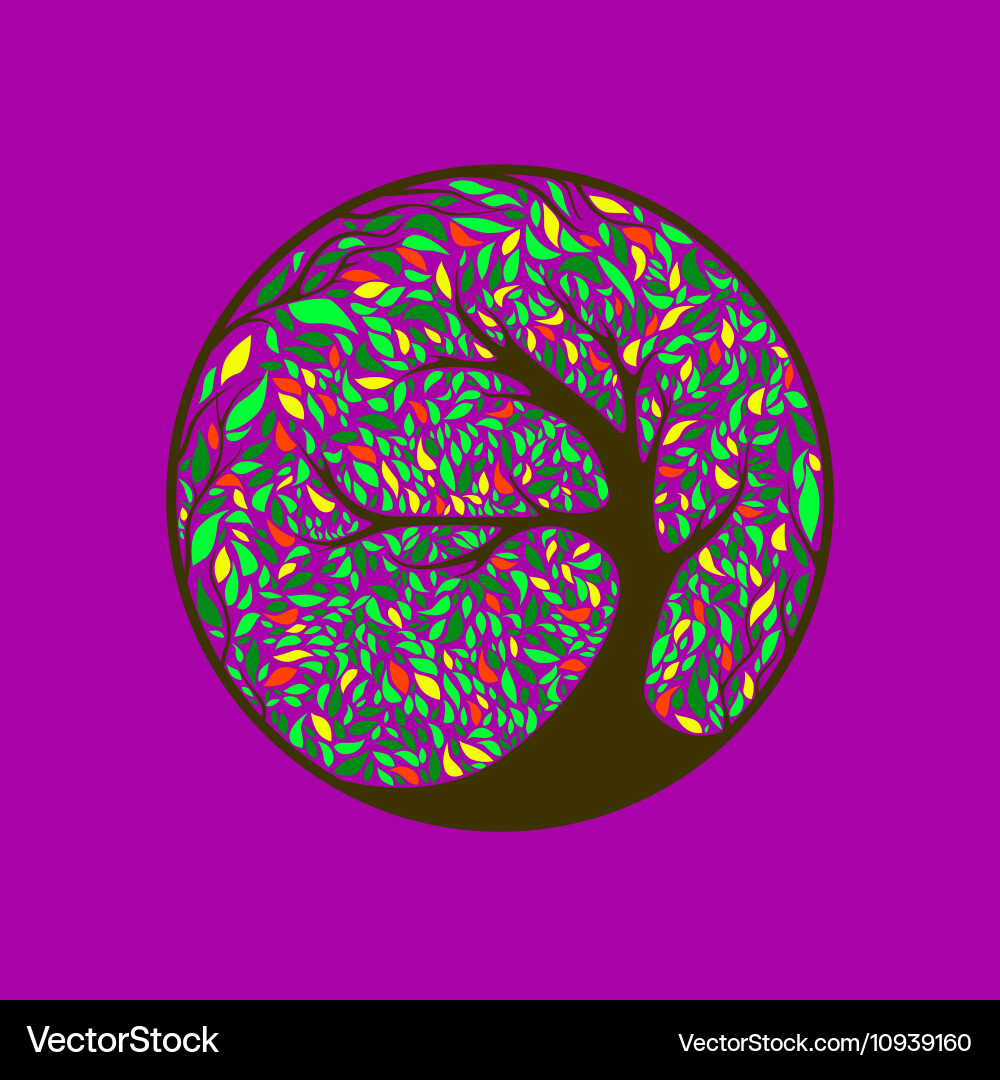 Stylized tree on ornament background Vector Image