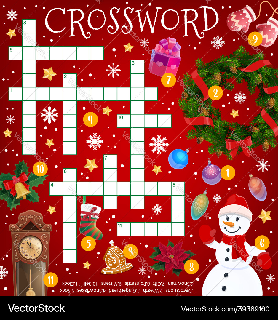 Weihnachten Kreuzworträtsel Puzzle Spiel vektorbild