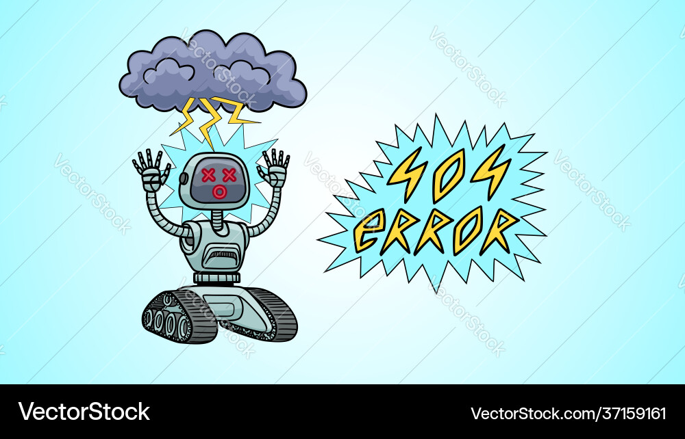 404 error template for a web page broken robot 404 error template for a web page broken robot vector image