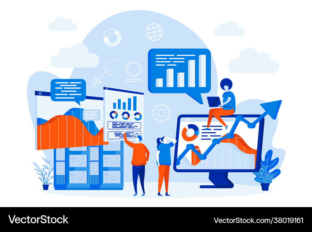 Big data analysis web design with people vector image