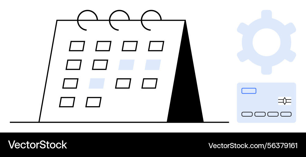 Calendar with dates highlighted and gear icon Calendar with dates highlighted and gear icon Vector Image