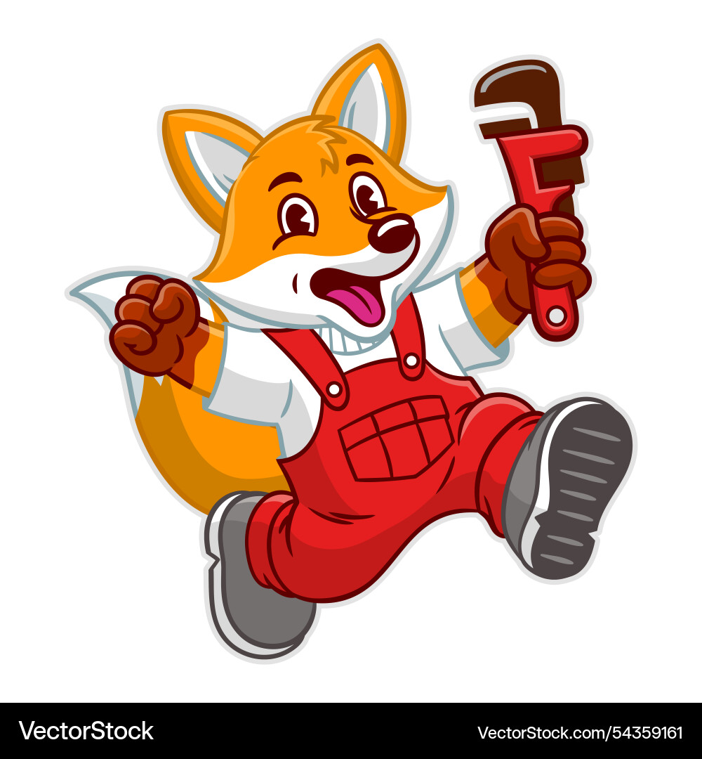 Cheerful Fox Mechanic Mascot Royalty Free Vector Image