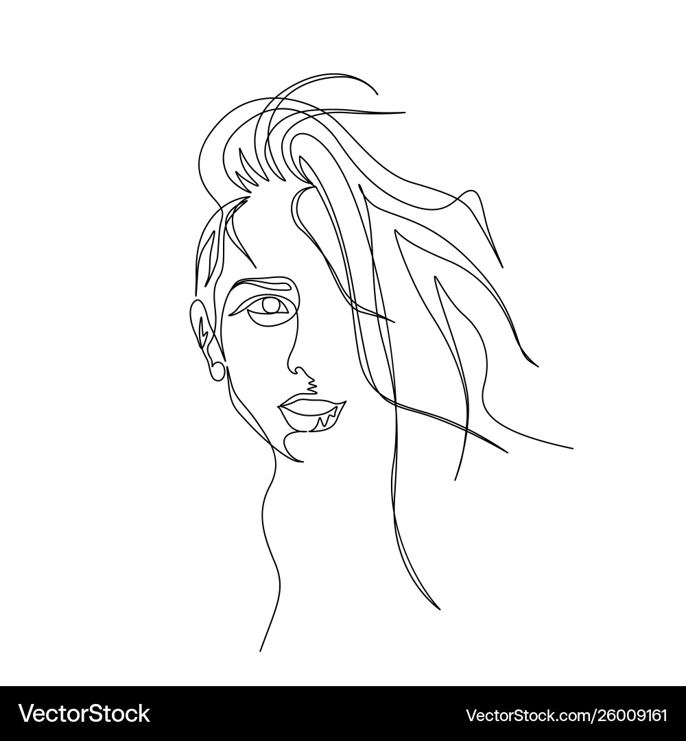 Continuous Line Woman Portrait Vector Image