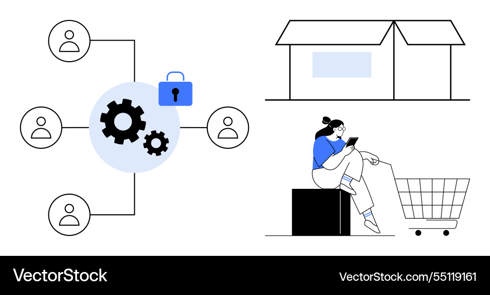 E-commerce workflow secured data management E-commerce workflow secured data management Vector Image