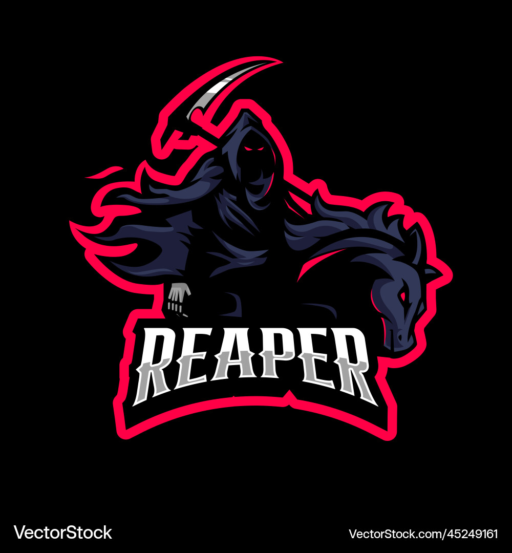 Grim Reaper Riding Horse Logo Vector Image