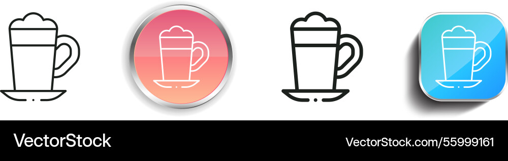 Latte icon thin linear regular and button style Latte icon thin linear regular and button style vector image