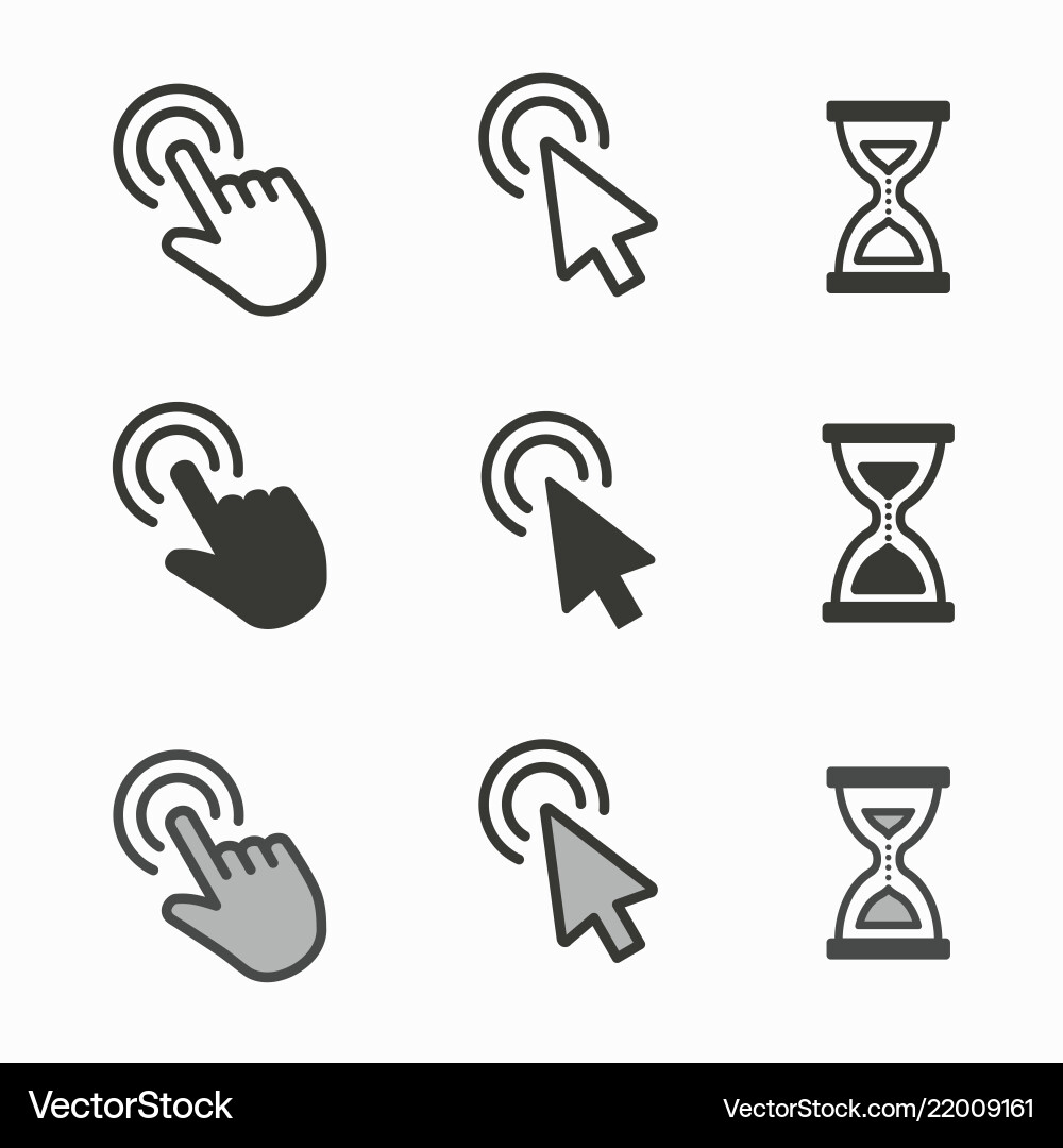 Mouse Cursor Icons - Pointer & Hand vector image