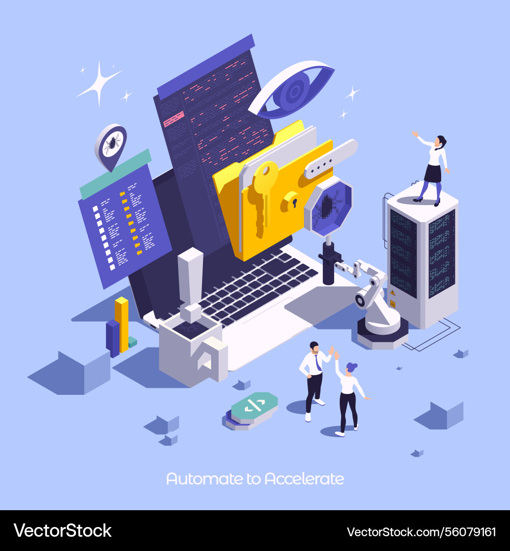 Qa testing isometric background Vector Image