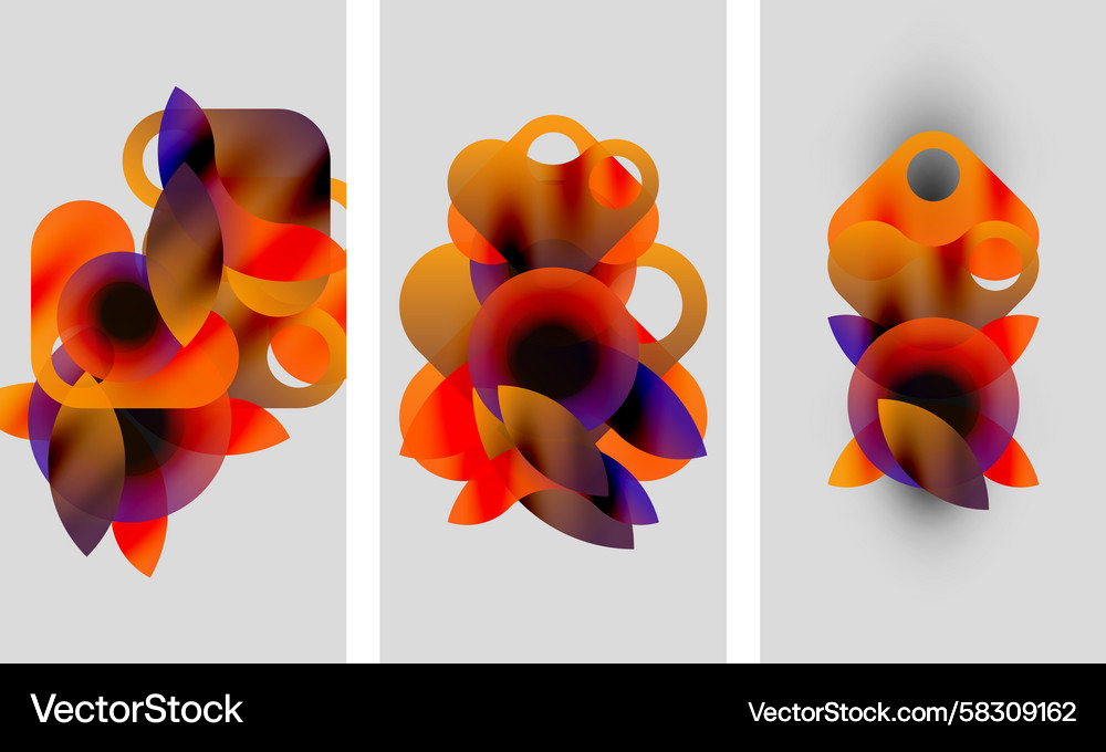 Abstract artwork three panels display overlapping Vector Image