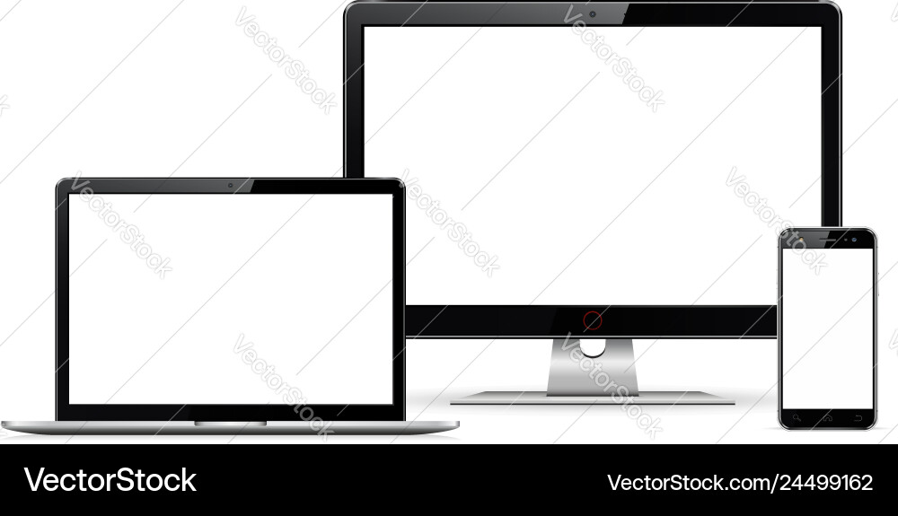 Computer display laptop and smartphone with blank Computer display laptop and smartphone with blank Vector Image