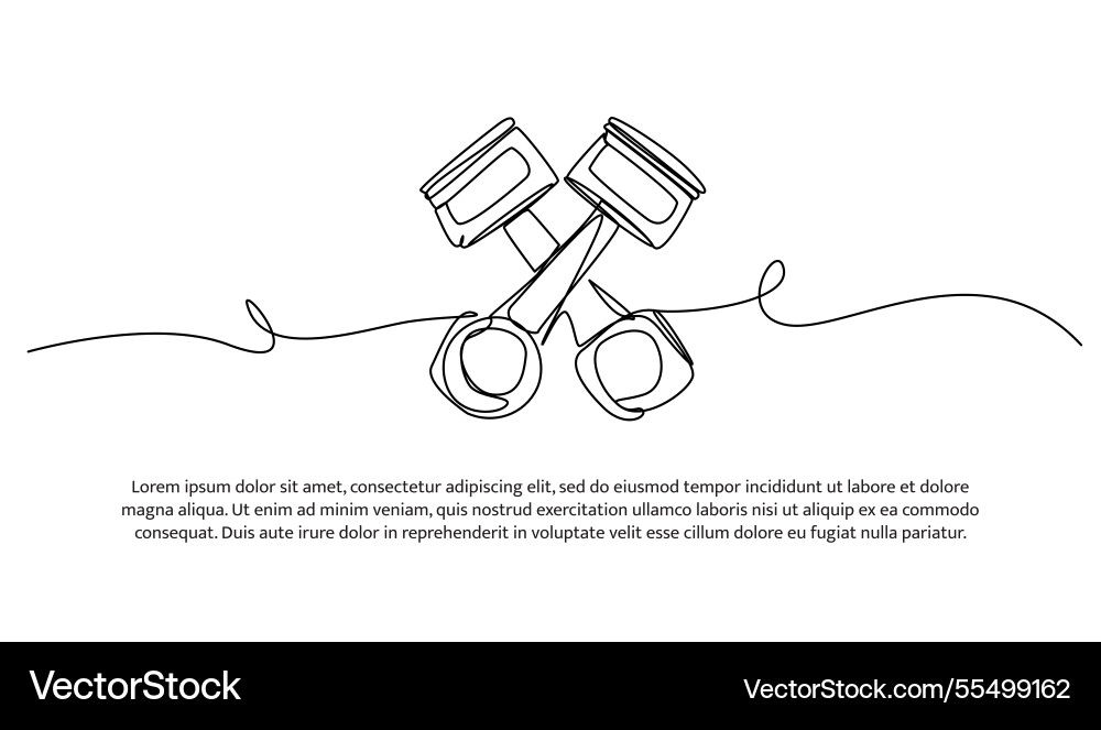 Continuous one line design of a mechanical piston Vector Image