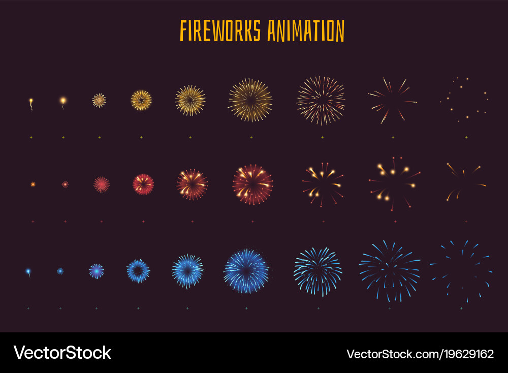 Exploding Fireworks Burst Animation vector image