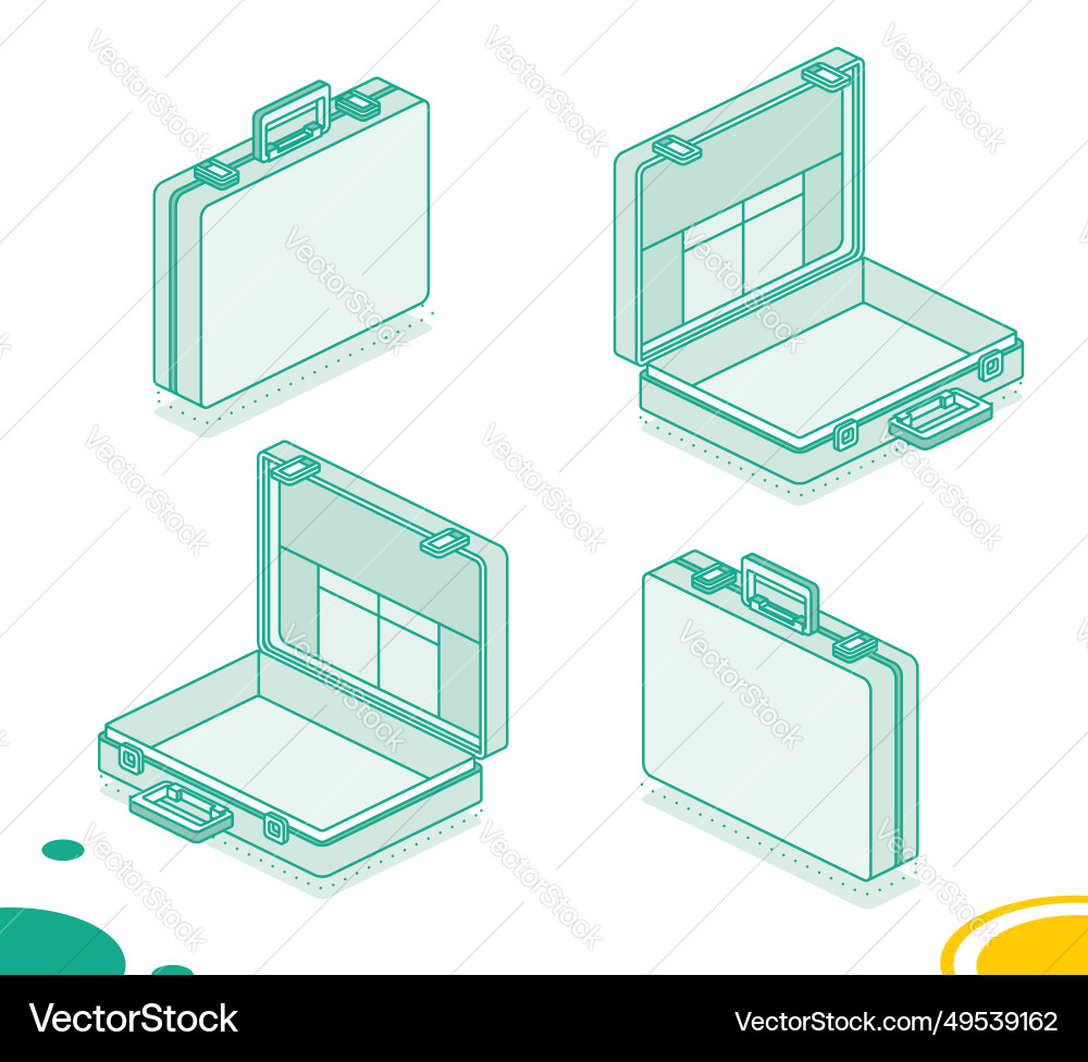 Open and closed briefcase with handle on white Open and closed briefcase with handle on white vector image