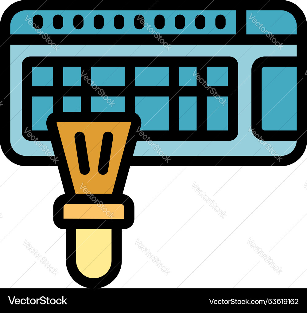 Paint brush creating digital spreadsheet file icon Paint brush creating digital spreadsheet file icon vector image