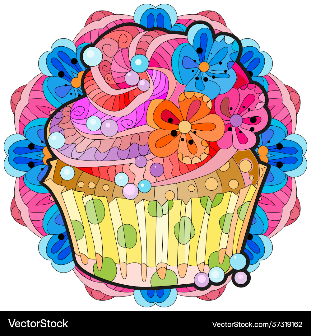 Piece cake with abstract ornaments Piece cake with abstract ornaments vector image