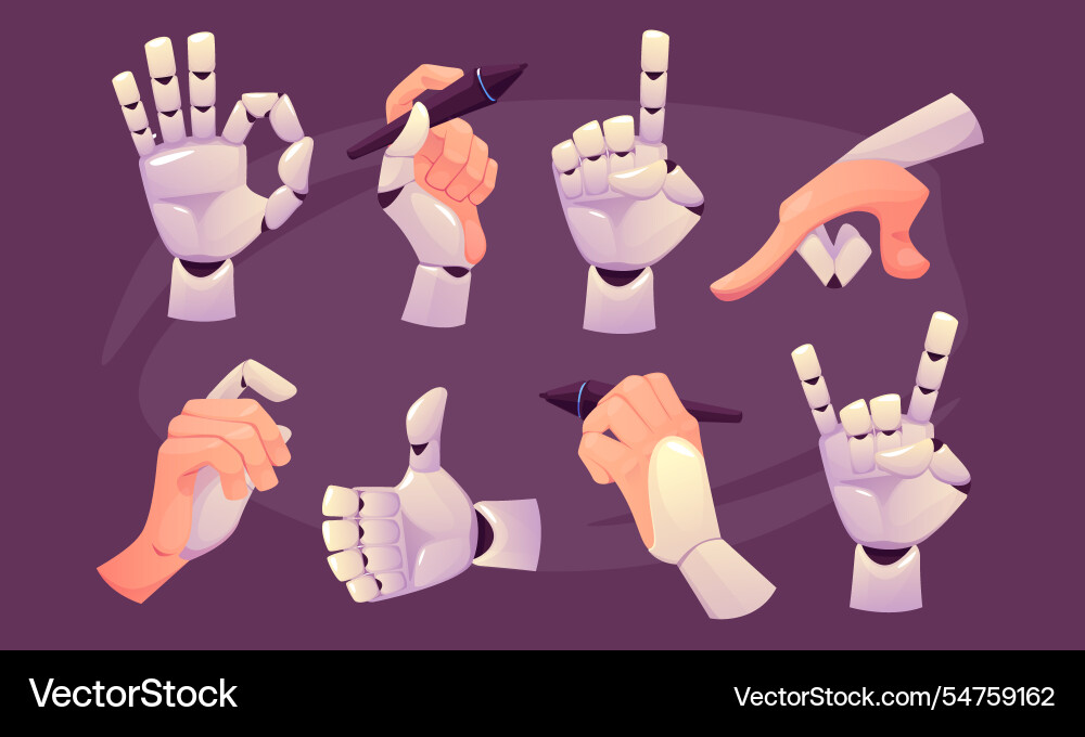 Robot arm prosthetic hand android part Robot arm prosthetic hand android part vector image