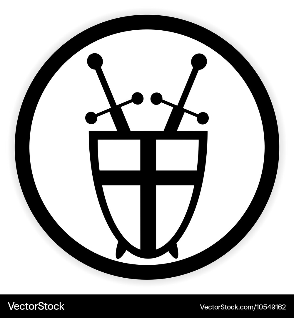 Shield and swords button Vector Image