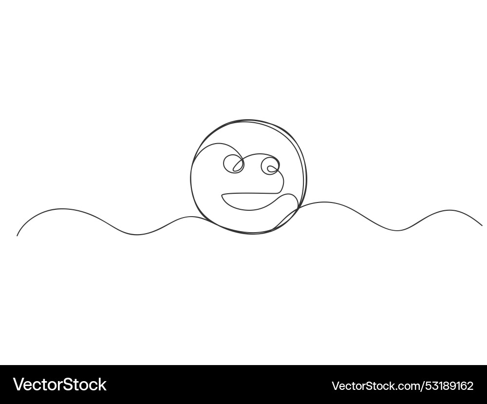 Smiling face continuous one line drawing isolated Smiling face continuous one line drawing isolated vector image