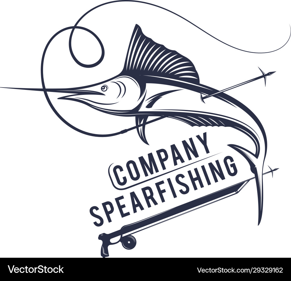 Spear Fishing Company Logo Vector Image
