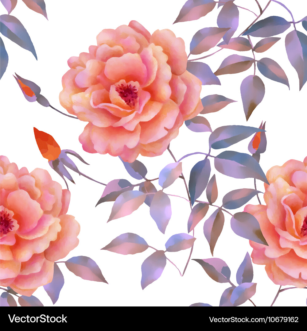 Watercolor seamless roses pattern Royalty Free Vector Image