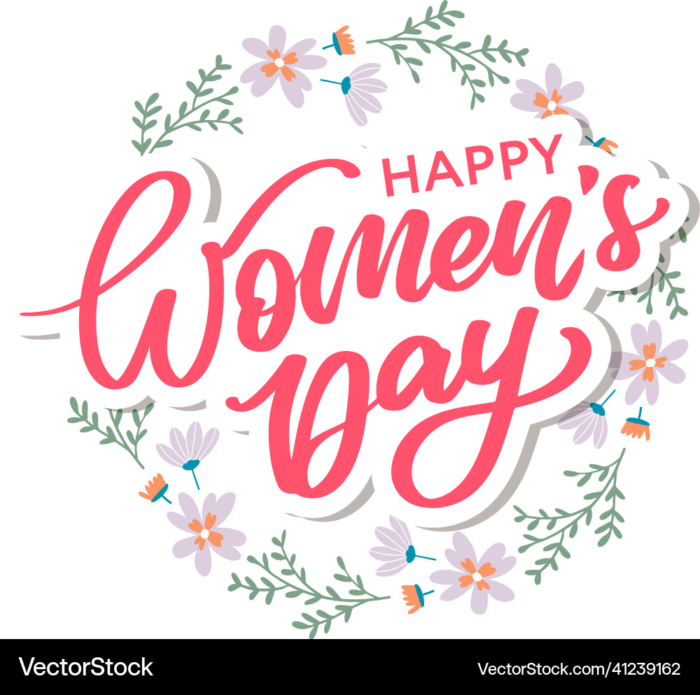 Womens day hand drawn lettering red text isolated Womens day hand drawn lettering red text isolated vector image