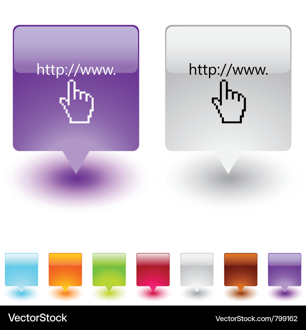Www click square button vector image