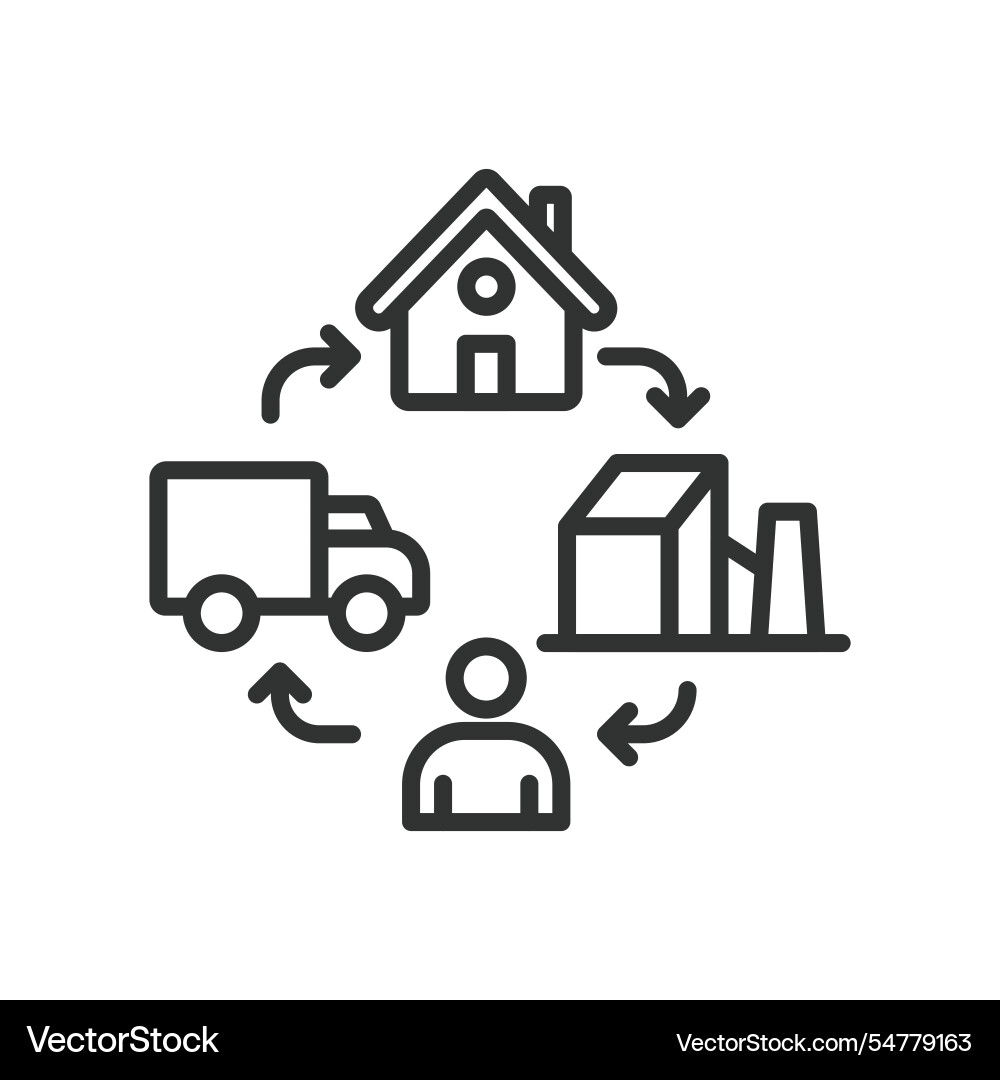 Consumption cycle icon in line design Consumption cycle icon in line design vector image