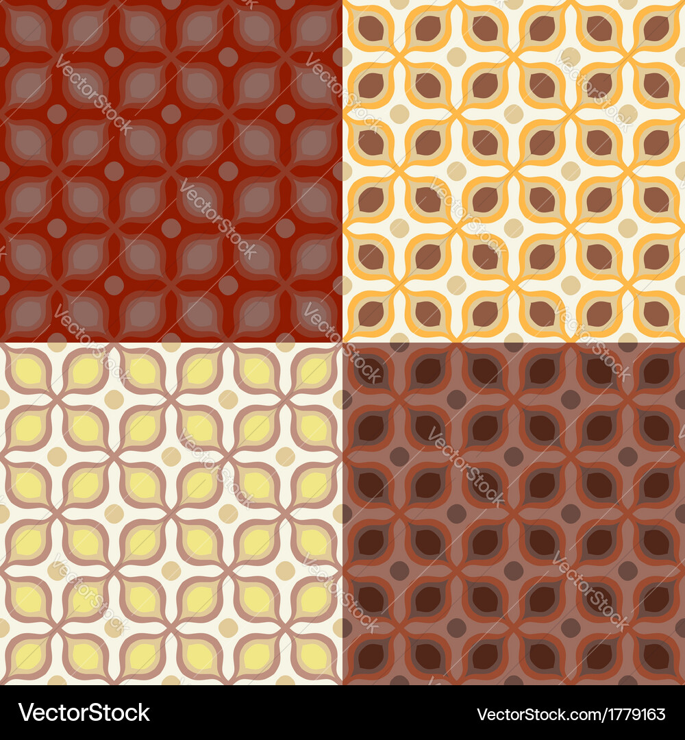 Set of 4 seamless pattern in 1970s style Vector Image