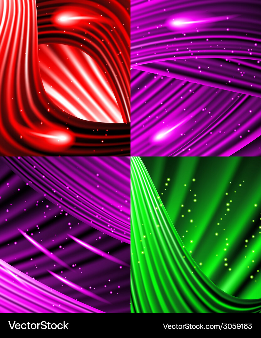 Set of abstract luminous rays background Vector Image