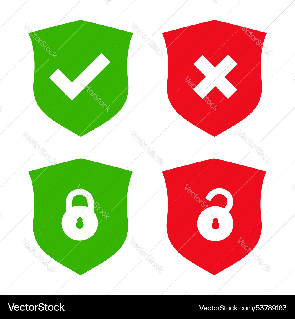 Set of different shields for security concept Set of different shields for security concept Vector Image