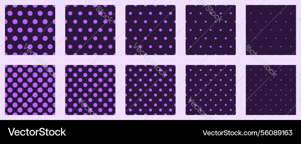 Set polka dots seamless pattern simple background vector image