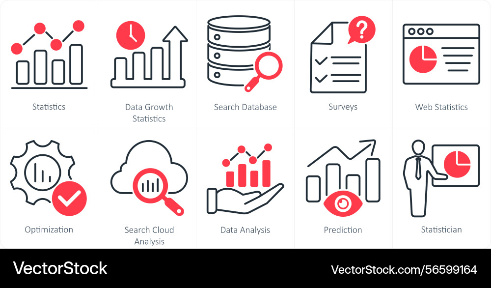 A set of 10 statistics icons as data Vector Image