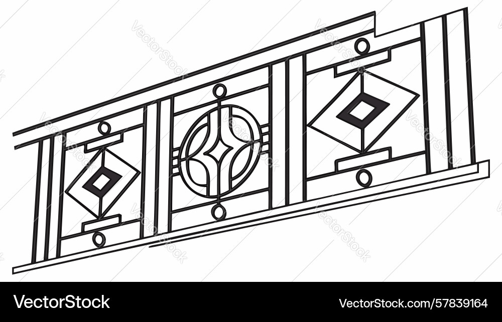 Abstract geometric railing with diamond patterns Vector Image