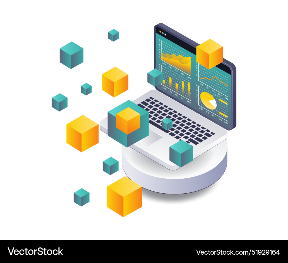 Blockchain business data analysis computer Blockchain business data analysis computer vector image