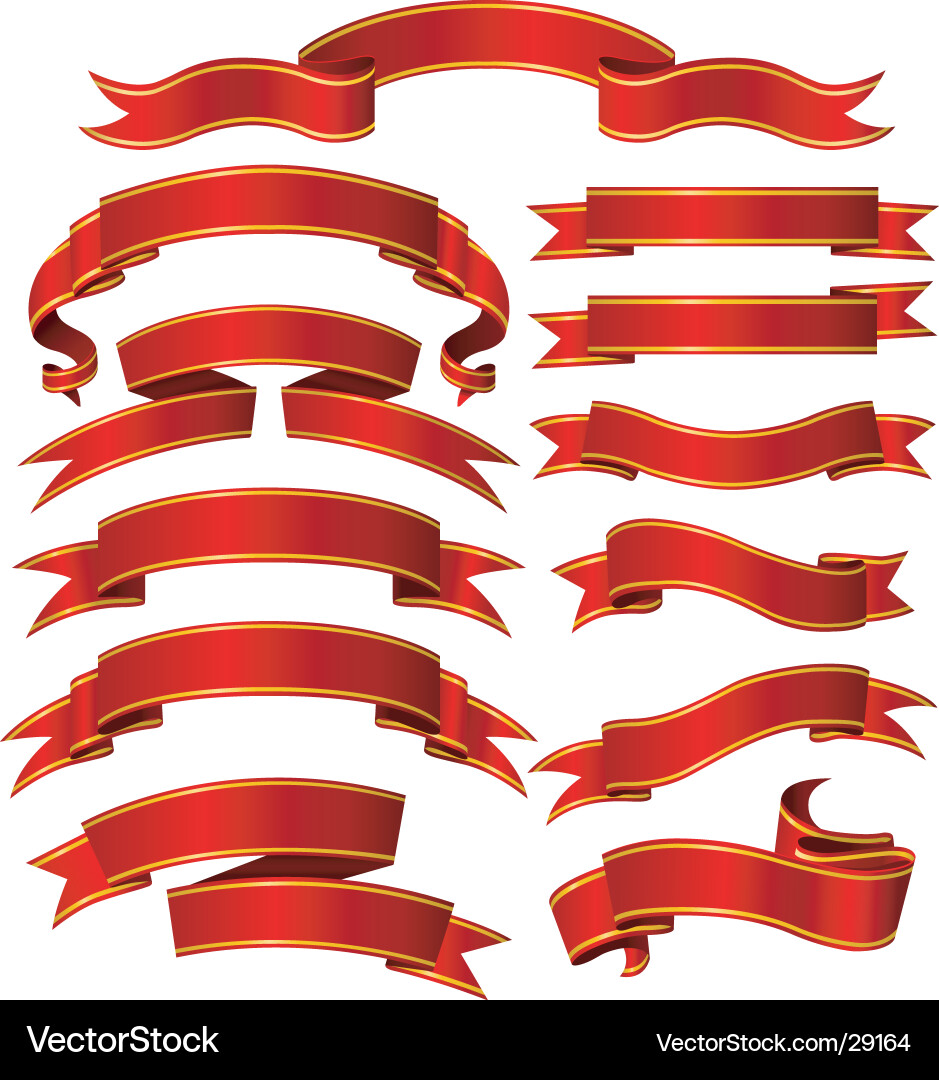 Red Ribbon Banners Set vector image