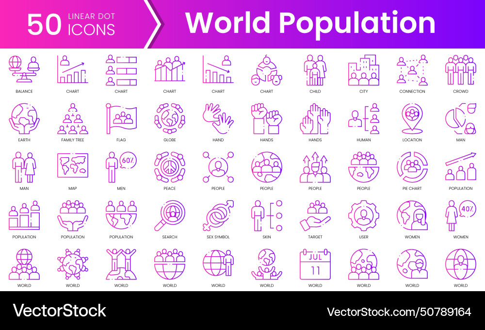 Set der Weltbevölkerung Icons Gradienten Stil Ikone Set der Weltbevölkerung Icons Gradienten Stil Ikone vektorbild